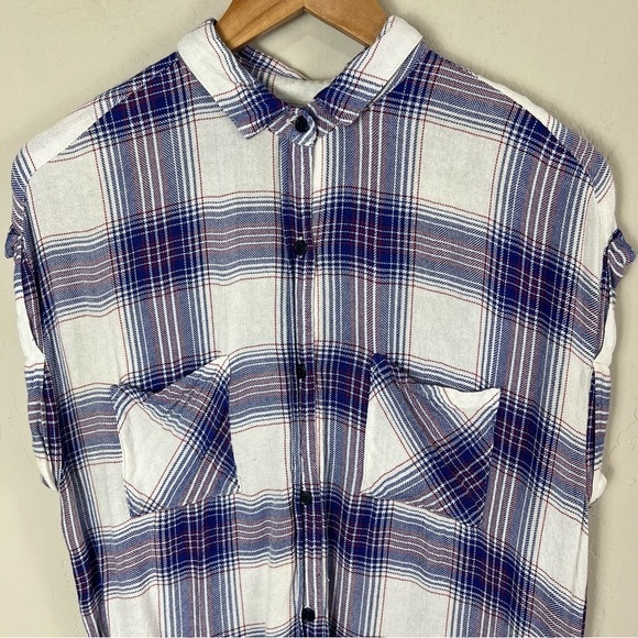 Rails White Plaid Flannel Sleeveless Button Down Shirt Women's Size Extra Small‎ - Picture 7 of 16
